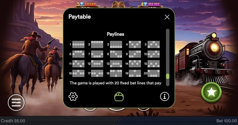 Gold Train Heist - felt fyldt med mønter og en fast Jackpot